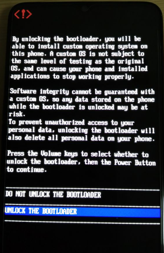 选择解锁–unlock the bootloader